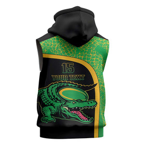 Jamaica Rugby Custom Sleeveless Hoodie Go Champions - Pineapple Pattern - African Pride