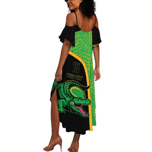 Jamaica Rugby Custom Summer Maxi Dress Go Champions - Pineapple Pattern