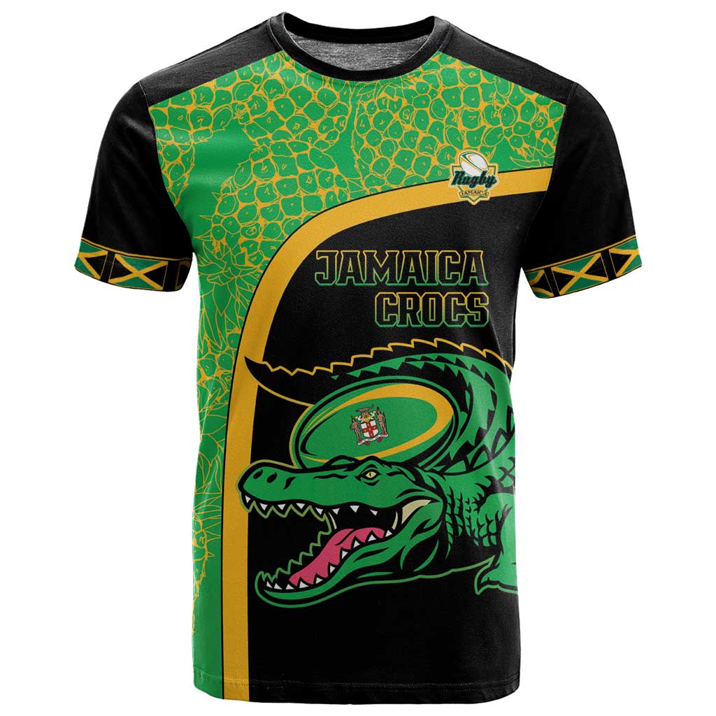 Jamaica Rugby Custom T shirt Go Champions - Pineapple Pattern