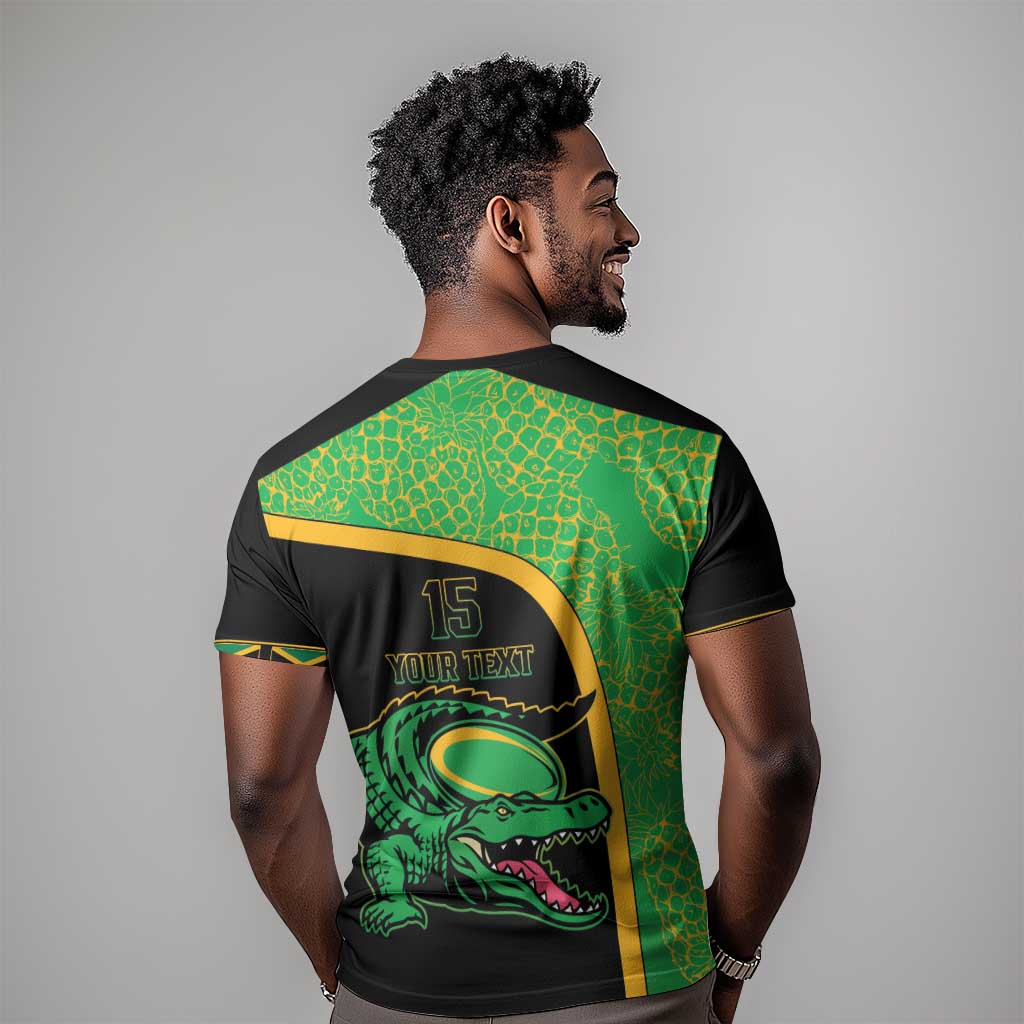 Jamaica Rugby Custom T shirt Go Champions - Pineapple Pattern