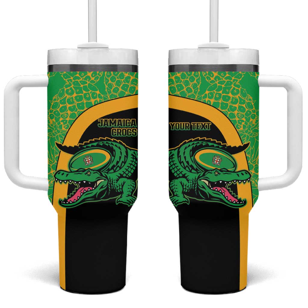 Jamaica Rugby Custom Tumbler With Handle Go Champions - Pineapple Pattern