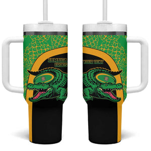 Jamaica Rugby Custom Tumbler With Handle Go Champions - Pineapple Pattern