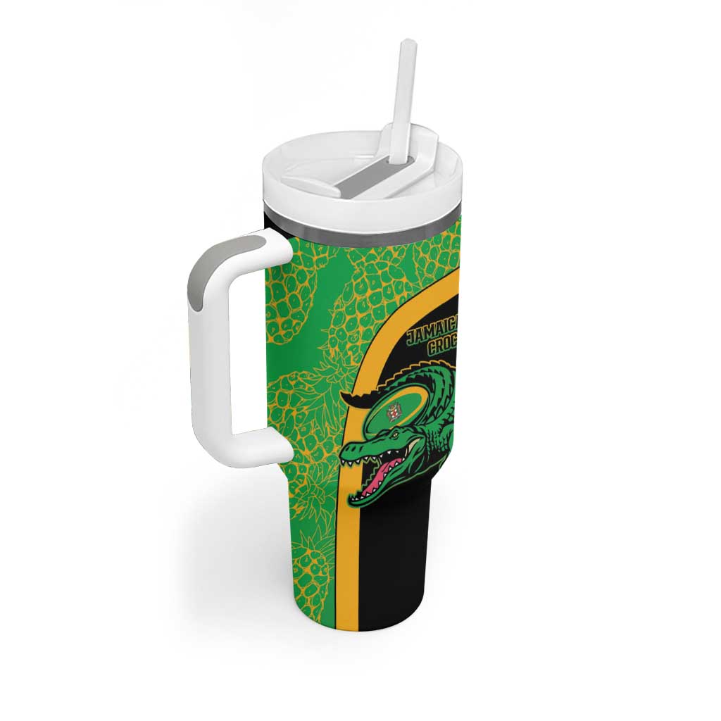 Jamaica Rugby Custom Tumbler With Handle Go Champions - Pineapple Pattern