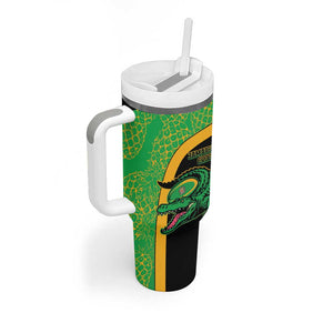 Jamaica Rugby Custom Tumbler With Handle Go Champions - Pineapple Pattern