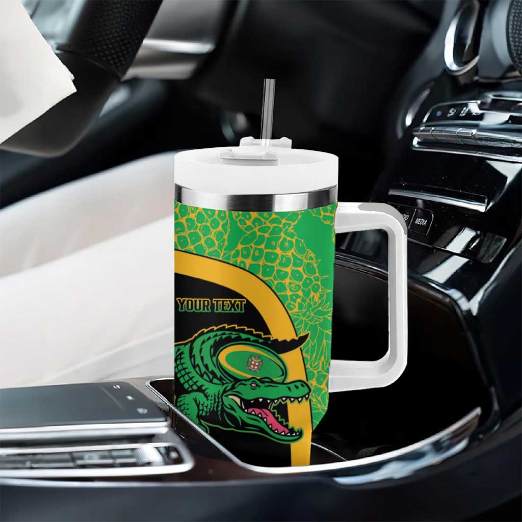 Jamaica Rugby Custom Tumbler With Handle Go Champions - Pineapple Pattern