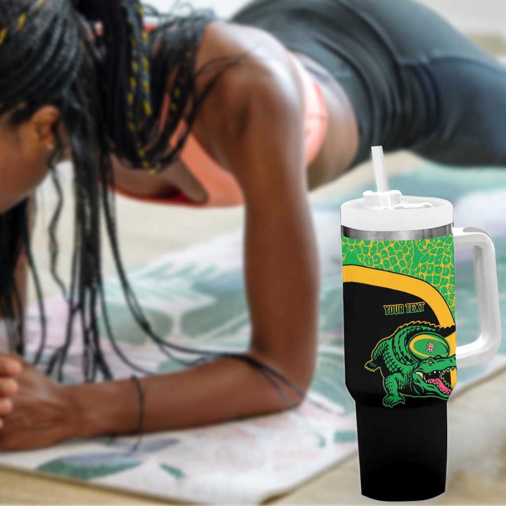 Jamaica Rugby Custom Tumbler With Handle Go Champions - Pineapple Pattern