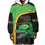 Jamaica Rugby Custom Wearable Blanket Hoodie Go Champions - Pineapple Pattern