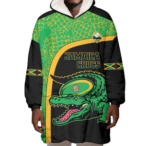 Jamaica Rugby Custom Wearable Blanket Hoodie Go Champions - Pineapple Pattern