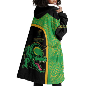 Jamaica Rugby Custom Wearable Blanket Hoodie Go Champions - Pineapple Pattern