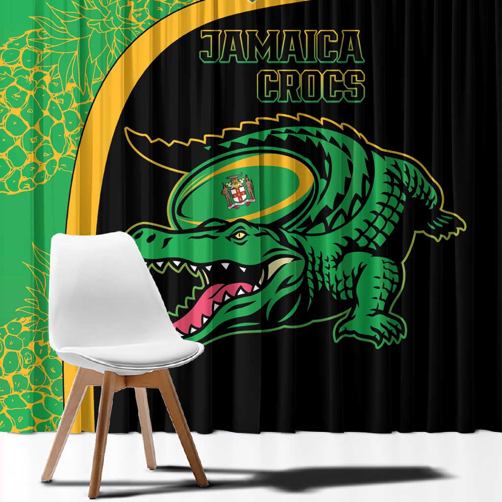 Jamaica Rugby Window Curtain Go Champions - Pineapple Pattern