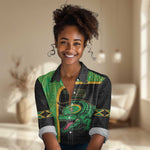 Jamaica Rugby Custom Women Casual Shirt Go Champions - Pineapple Pattern
