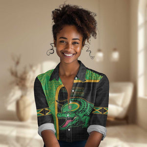 Jamaica Rugby Custom Women Casual Shirt Go Champions - Pineapple Pattern