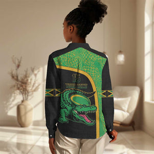 Jamaica Rugby Custom Women Casual Shirt Go Champions - Pineapple Pattern