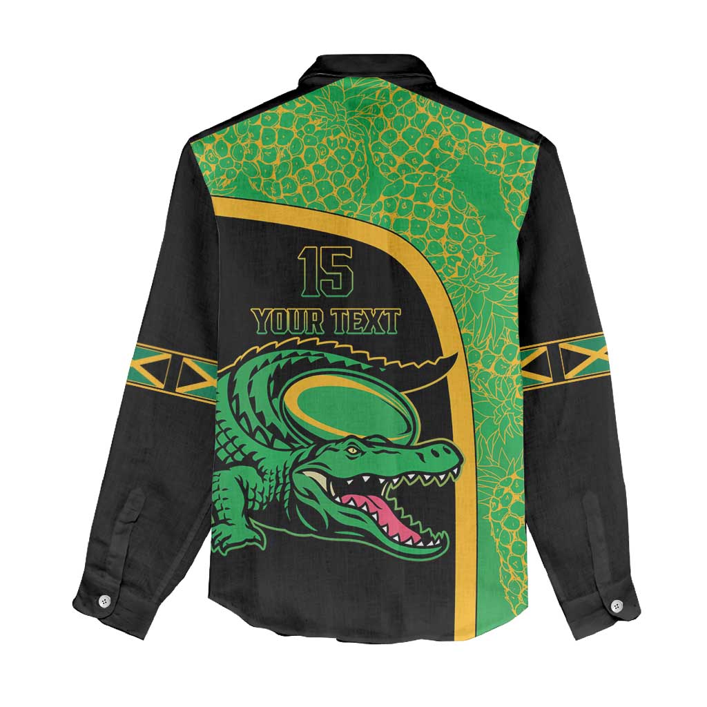 Jamaica Rugby Custom Women Casual Shirt Go Champions - Pineapple Pattern