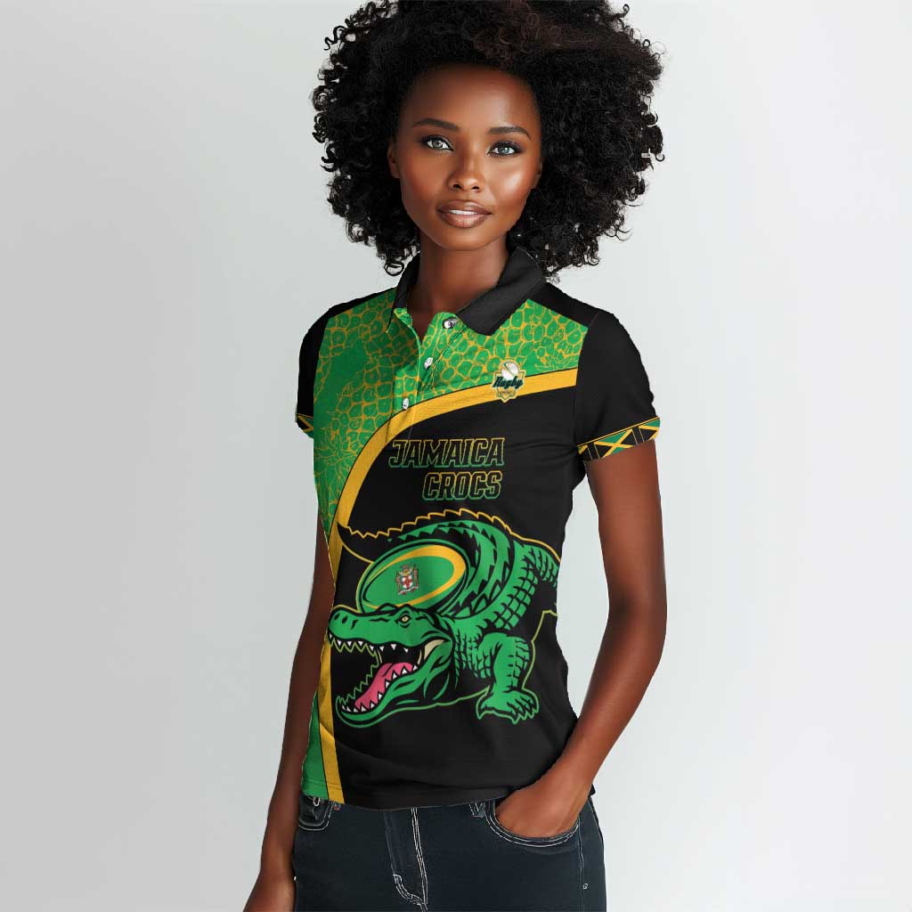 Jamaica Rugby Custom Women Polo Shirt Go Champions - Pineapple Pattern