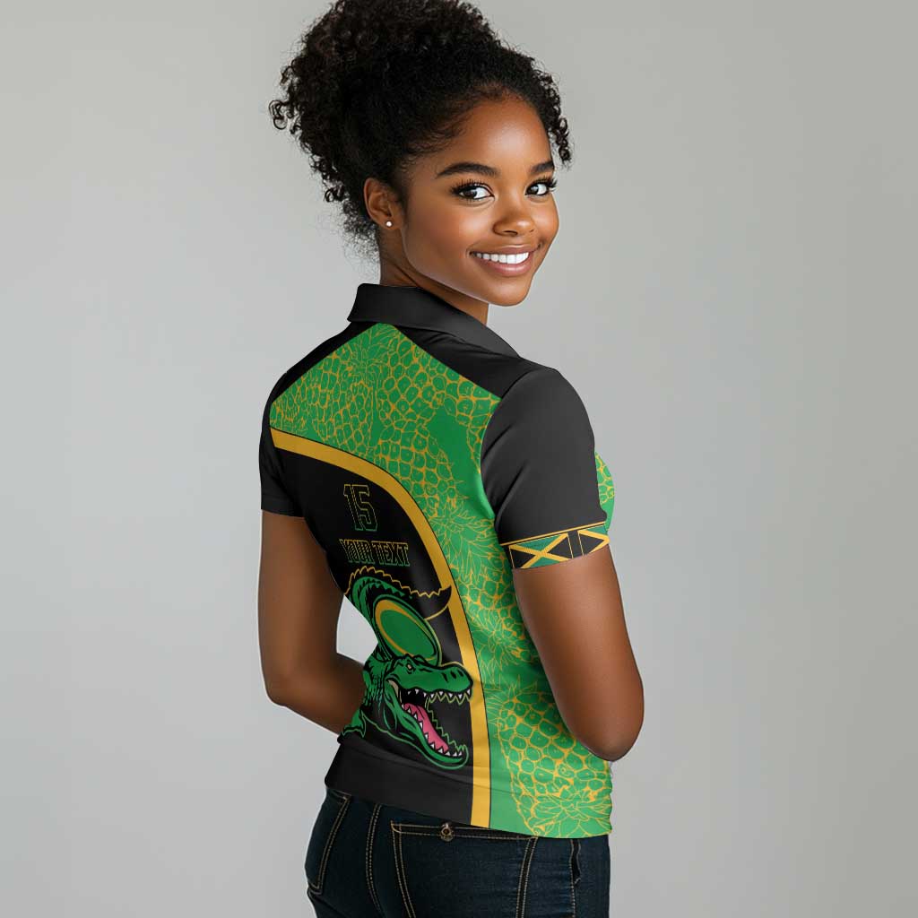 Jamaica Rugby Custom Women Polo Shirt Go Champions - Pineapple Pattern