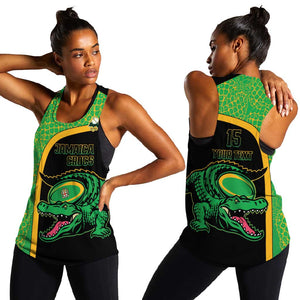 Jamaica Rugby Custom Women Racerback Tank Go Champions - Pineapple Pattern