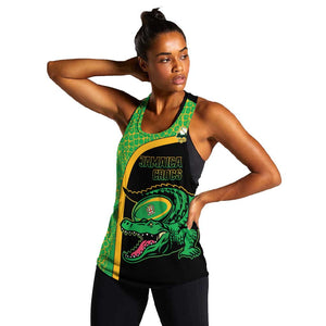 Jamaica Rugby Custom Women Racerback Tank Go Champions - Pineapple Pattern