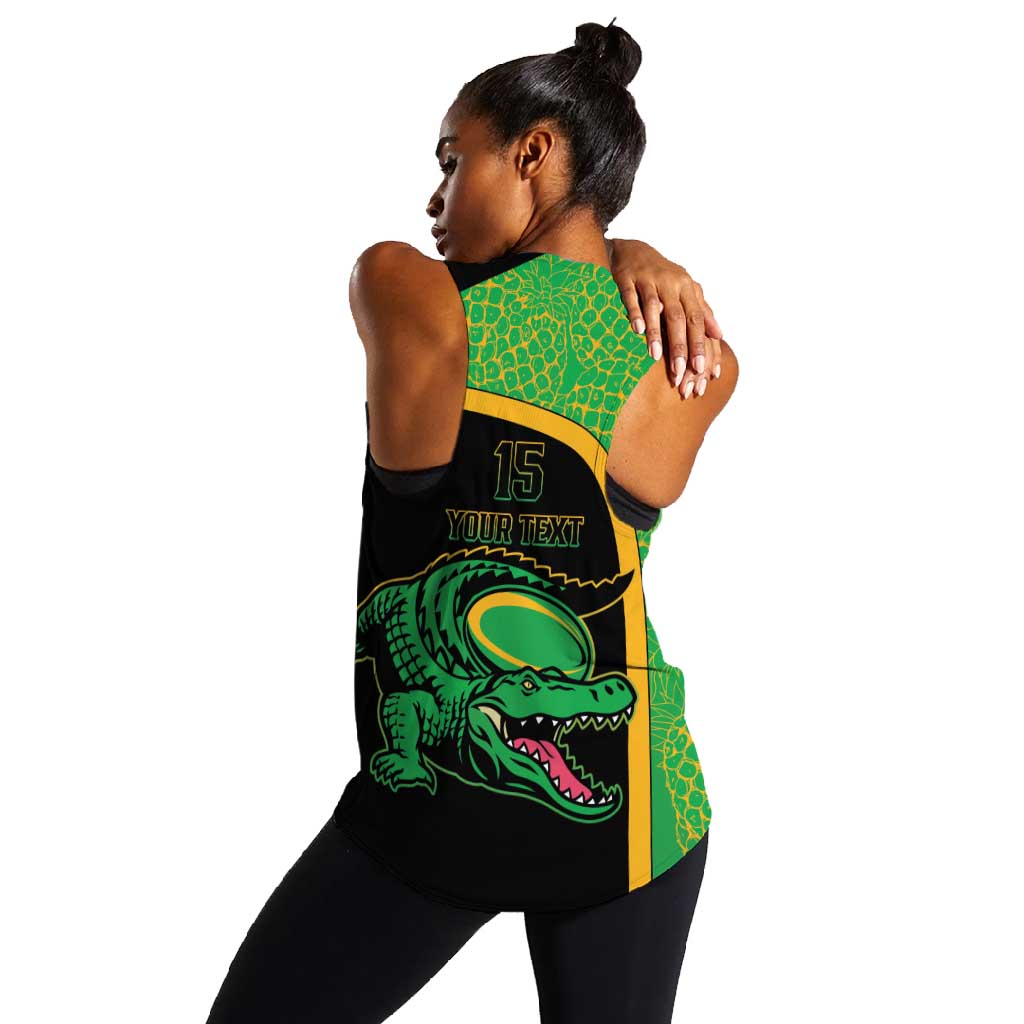 Jamaica Rugby Custom Women Racerback Tank Go Champions - Pineapple Pattern