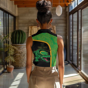 Jamaica Rugby Custom Women Sleeveless Polo Shirt Go Champions - Pineapple Pattern