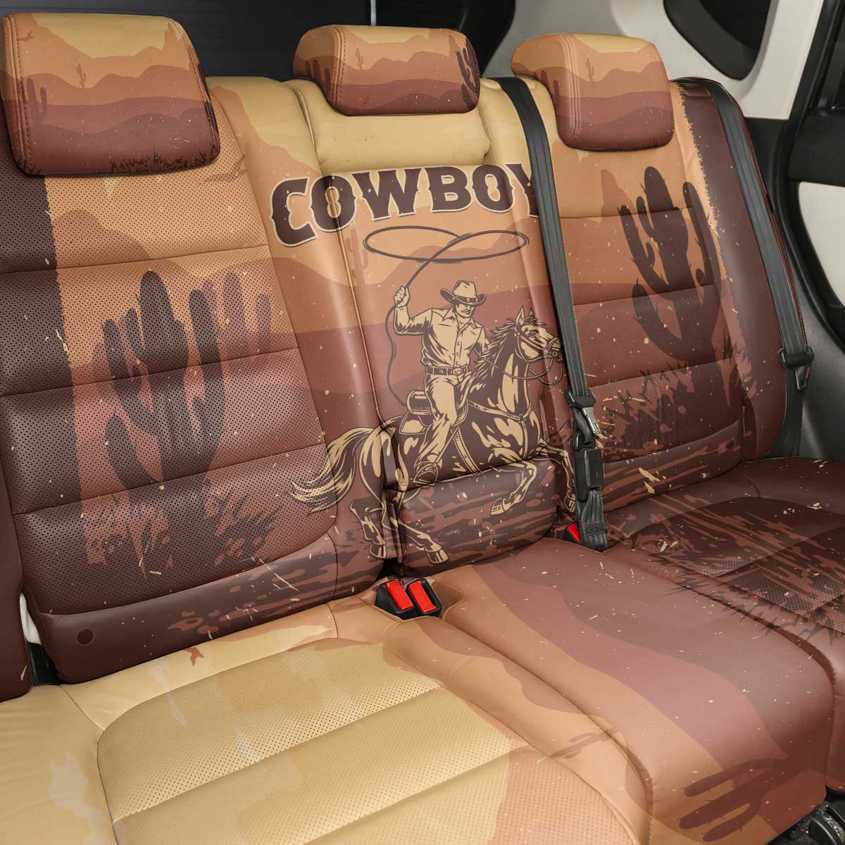 Black Cowboy Take Me Away Back Car Seat Cover