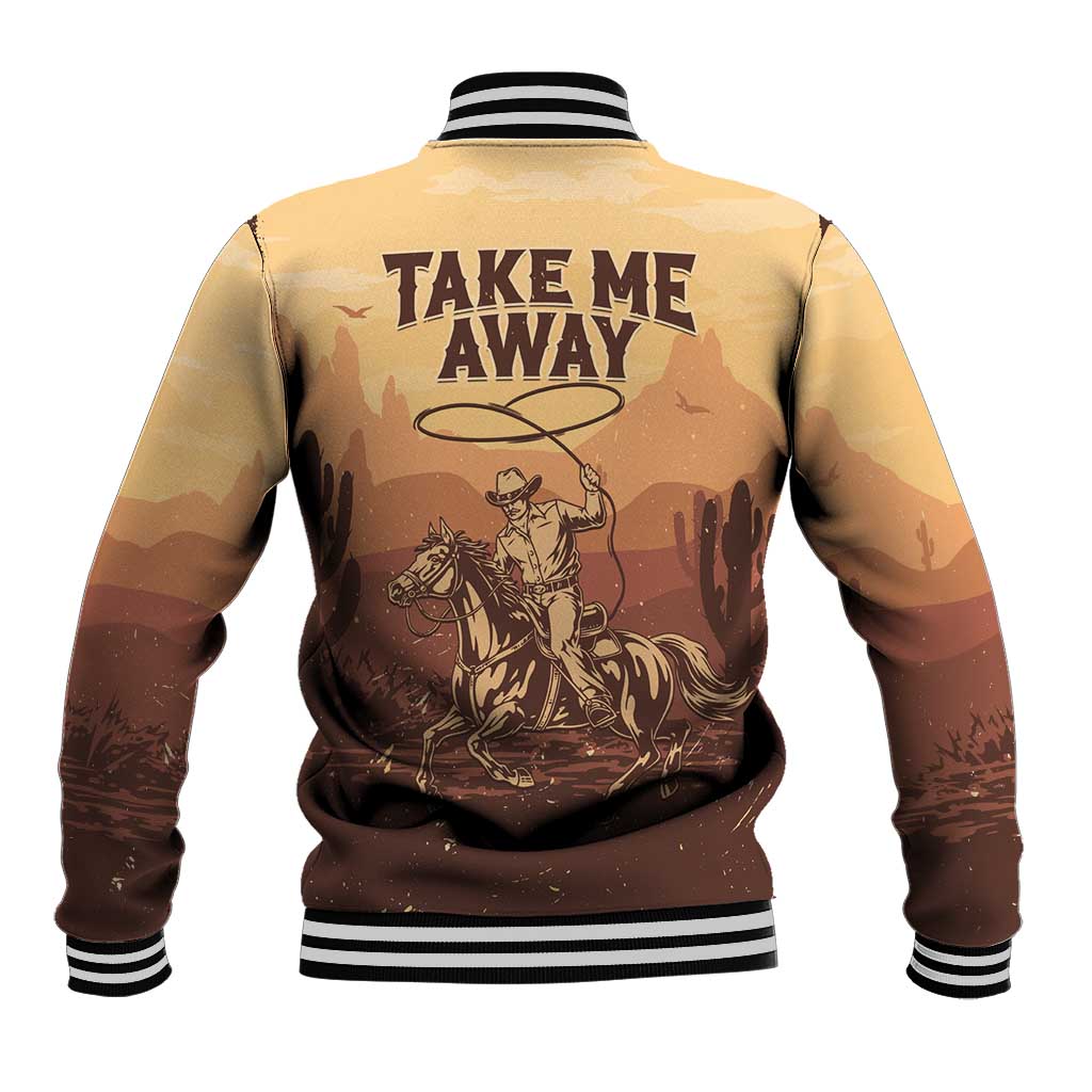 Black Cowboy Take Me Away Baseball Jacket