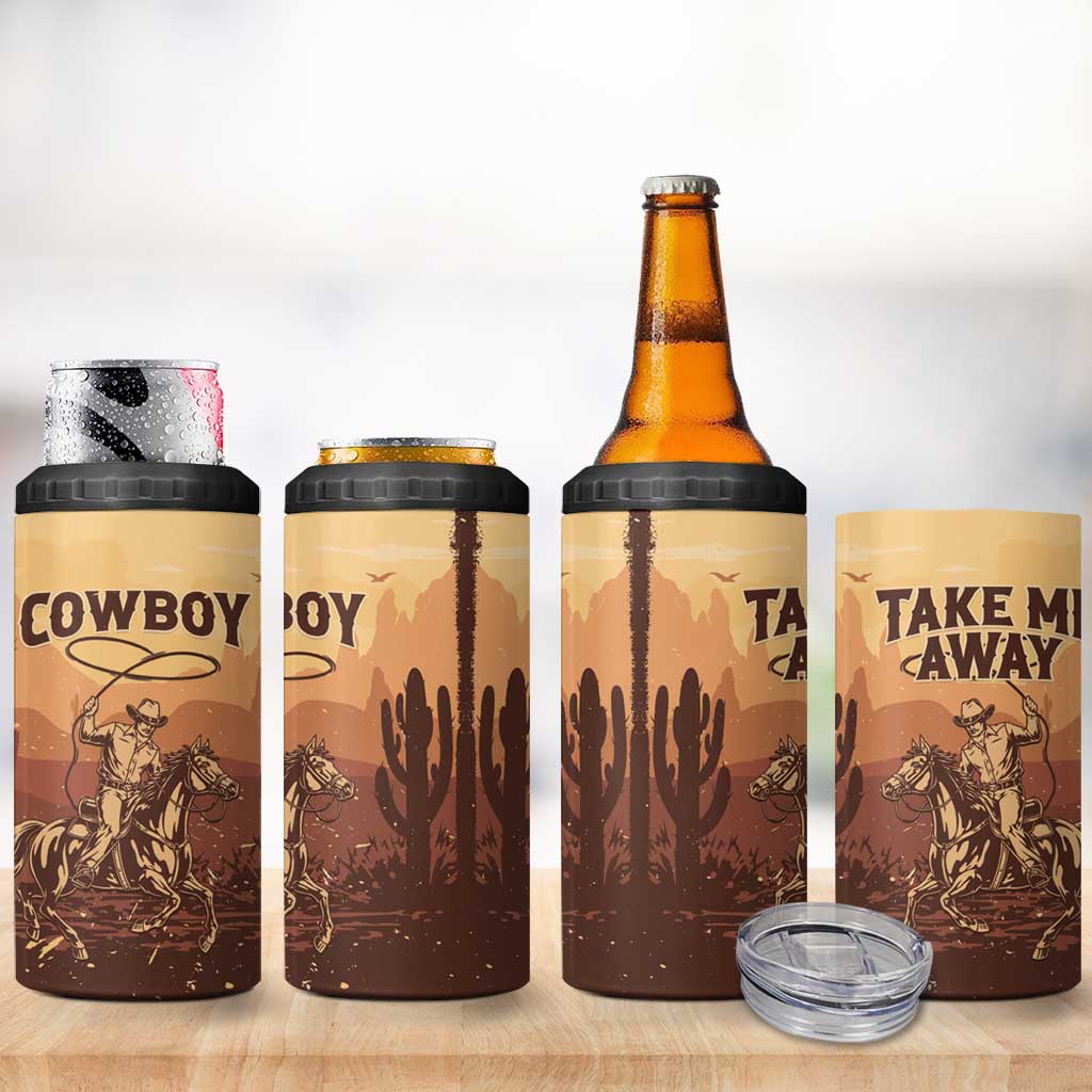 Black Cowboy Take Me Away 4 in 1 Can Cooler Tumbler