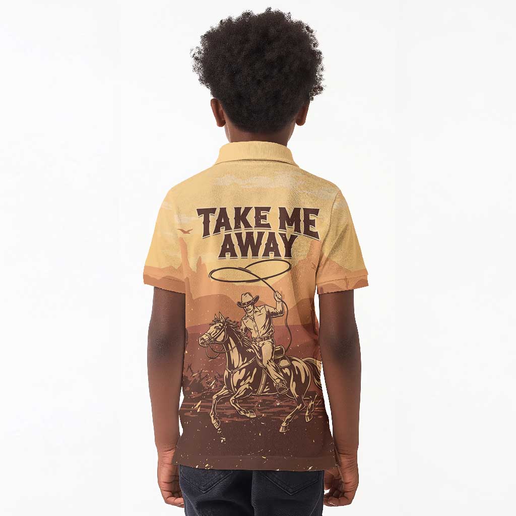 Black Cowboy Take Me Away Kid Polo Shirt