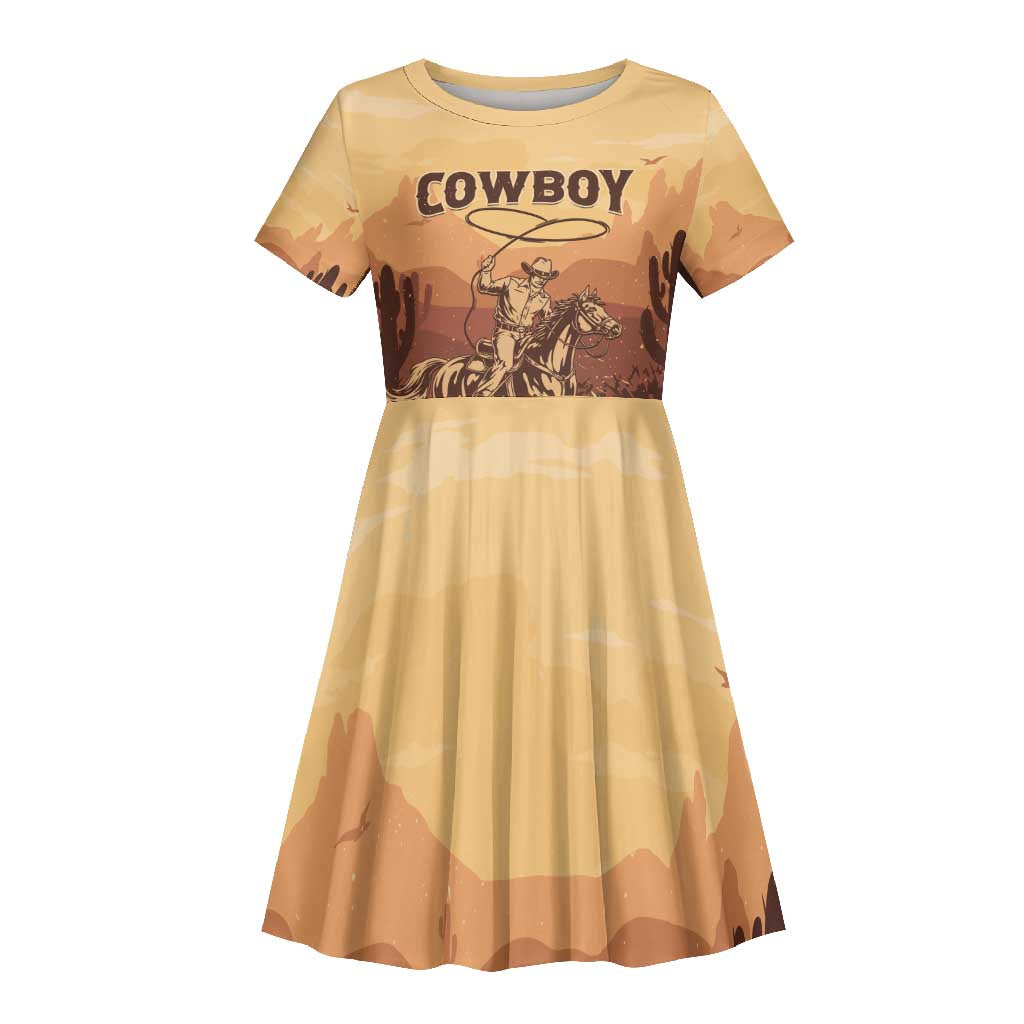 Black Cowboy Take Me Away Kid Short Sleeve Dress