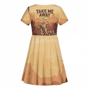 Black Cowboy Take Me Away Kid Short Sleeve Dress