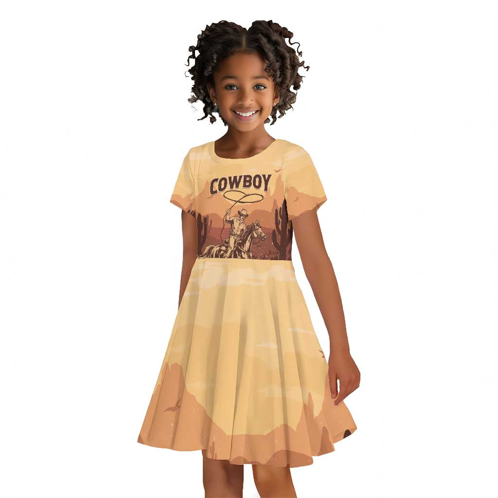 Black Cowboy Take Me Away Kid Short Sleeve Dress