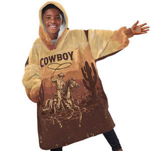 Black Cowboy Take Me Away Kid Wearable Blanket Hoodie