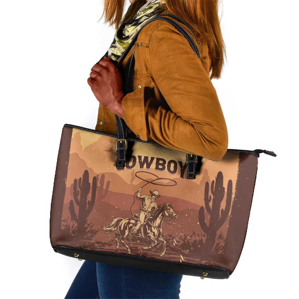 Black Cowboy Take Me Away Leather Tote Bag