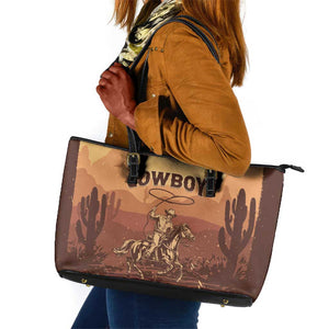 Black Cowboy Take Me Away Leather Tote Bag