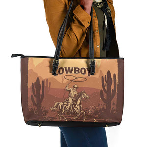 Black Cowboy Take Me Away Leather Tote Bag