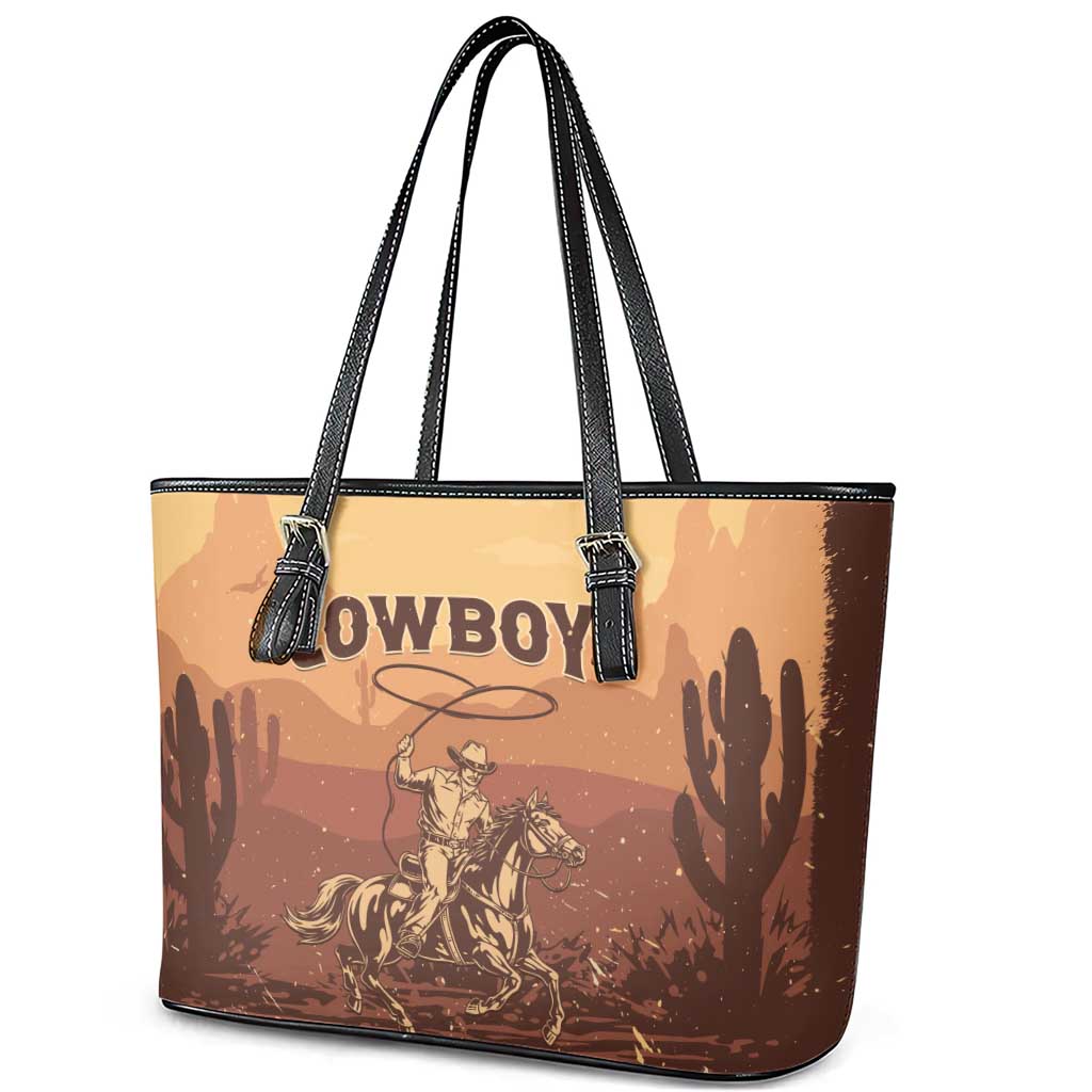 Black Cowboy Take Me Away Leather Tote Bag