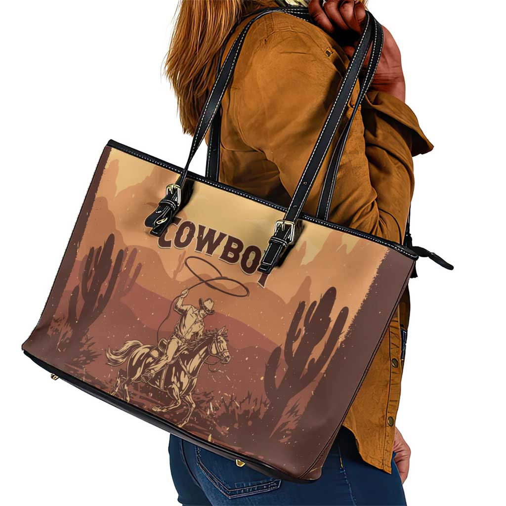Black Cowboy Take Me Away Leather Tote Bag