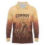 Black Cowboy Take Me Away Long Sleeve Polo Shirt