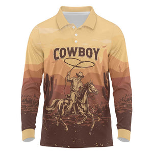 Black Cowboy Take Me Away Long Sleeve Polo Shirt