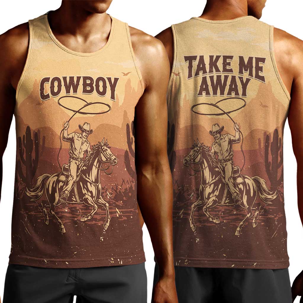 Black Cowboy Take Me Away Men Tank Top