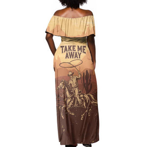 Black Cowboy Take Me Away Off Shoulder Maxi Dress