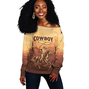 Black Cowboy Take Me Away Off Shoulder Sweater