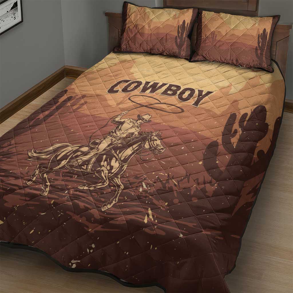 Black Cowboy Take Me Away Quilt Bed Set