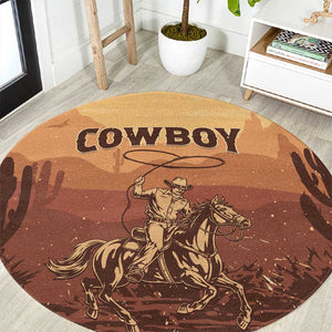 Black Cowboy Take Me Away Round Carpet