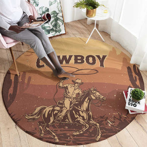 Black Cowboy Take Me Away Round Carpet