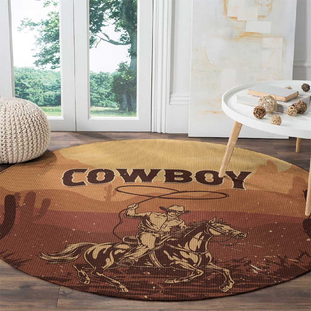Black Cowboy Take Me Away Round Carpet