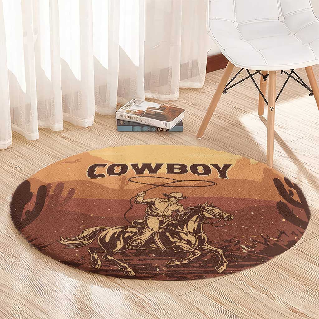 Black Cowboy Take Me Away Round Carpet