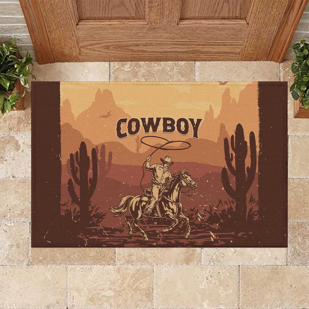 Black Cowboy Take Me Away Rubber Doormat