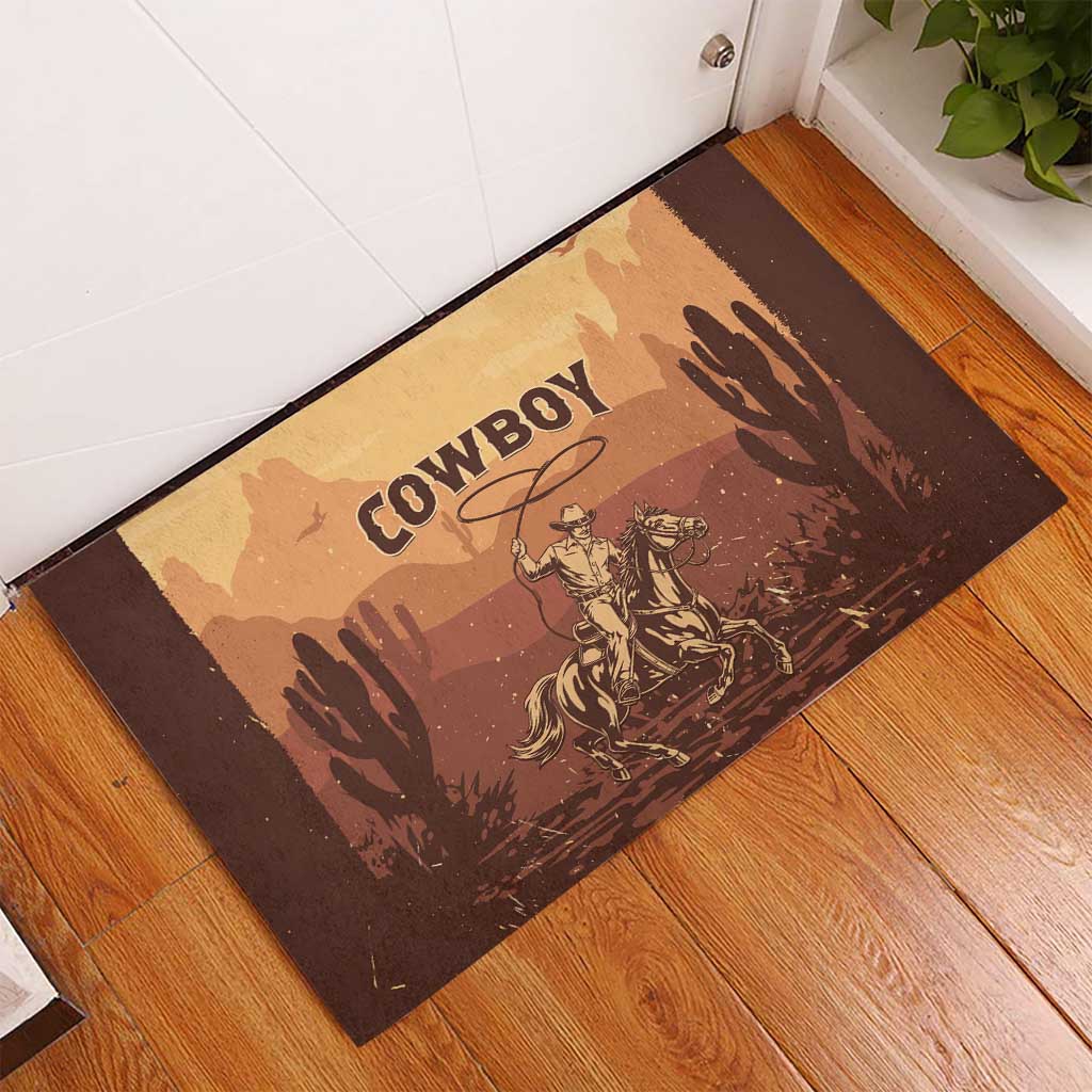 Black Cowboy Take Me Away Rubber Doormat