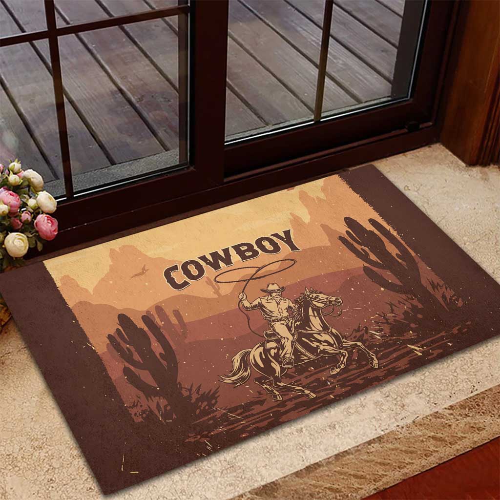 Black Cowboy Take Me Away Rubber Doormat